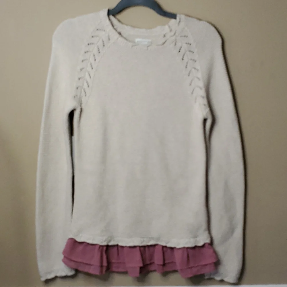Garnet Hill Girl’s Organic Cotton Layered Sweater Size XL